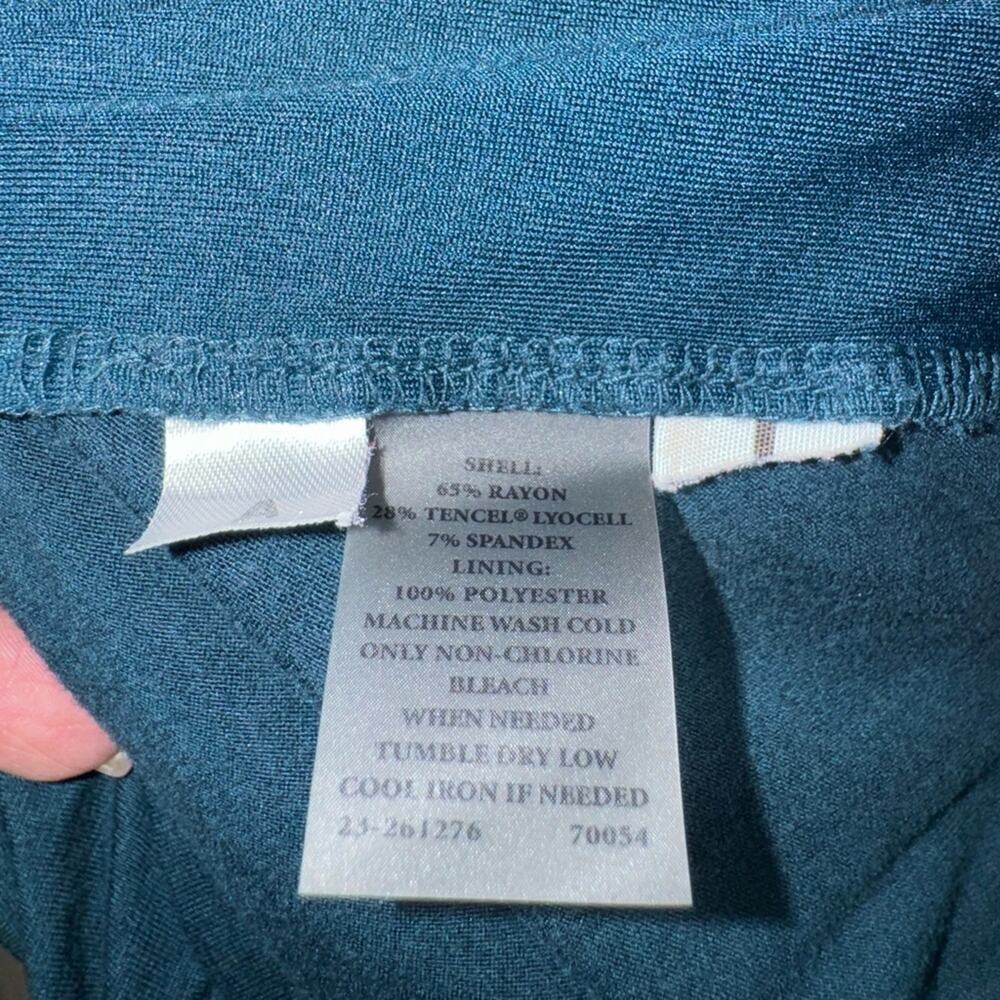 Ann Taylor: Flattering Teal Gathered/Draped Sleeveless Blouse - Picture 8 of 8